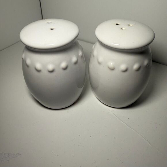 White‎ Ceramic Hobnail Salt & Pepper Shakers, You're the Salt To My Pepper - Picture 3 of 7